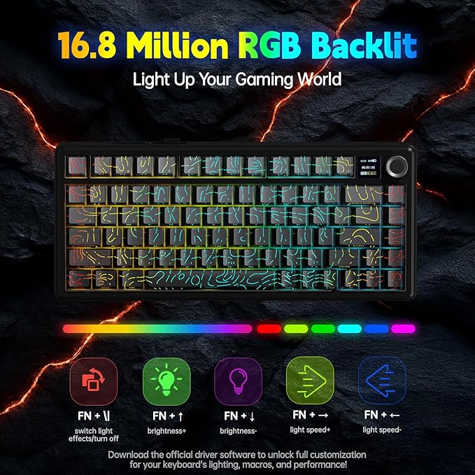 LEOBOG x Aula F75 MAX Wireless Gaming Keyboard w/Smart Display & Knob, 75% Hot - Image 6