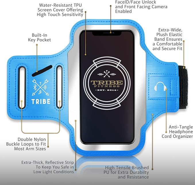 TRIBE Running Phone Holder Armband. iPhone & Galaxy Cell Phone Sports Arm Bands - Image 3