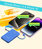 6000mah Ultra Slim Built in Cables Power Bank, Card Size Built in USB C Cords - Image 4