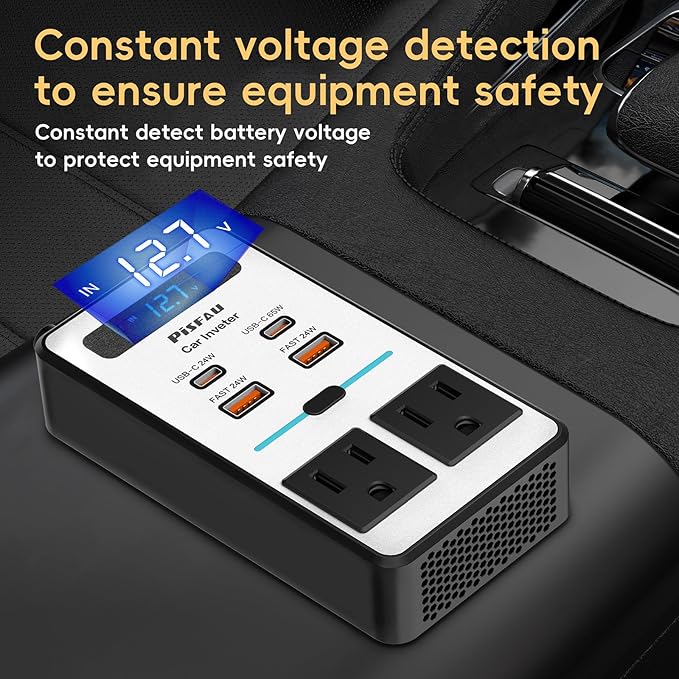 200W Car Power Inverter DC 12V to 110V AC, Cigarette Lighter Adapter Plug - Image 4