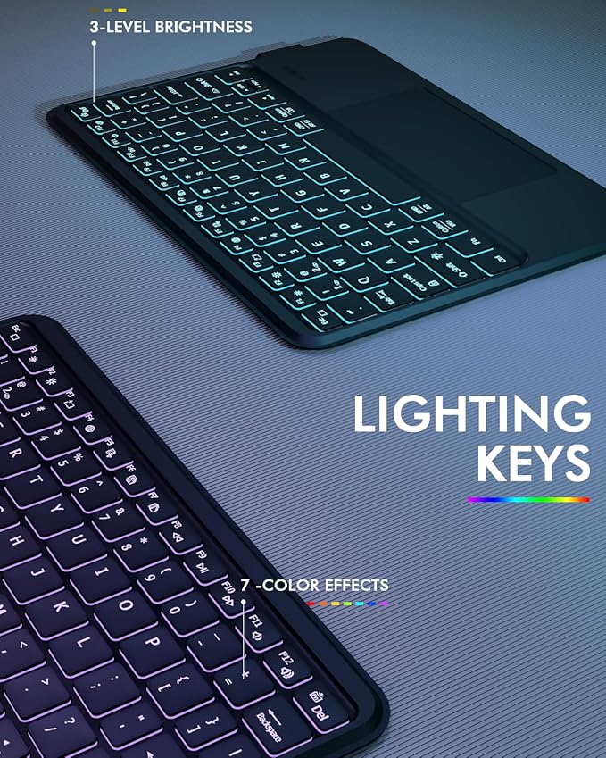 Universal Keyboard Case for 9-11 Inch Tablets, Magnetic Backlit Keyboard - Image 7
