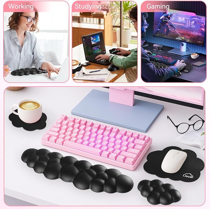 Cloud Wrist Rest for Computer Keyboard, 4-in-1 Memory Foam Leather Cloud - Image 6