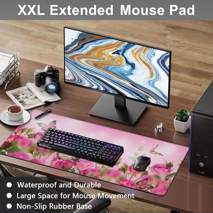 Mouse Pad, Large Pink Roses - Image 6