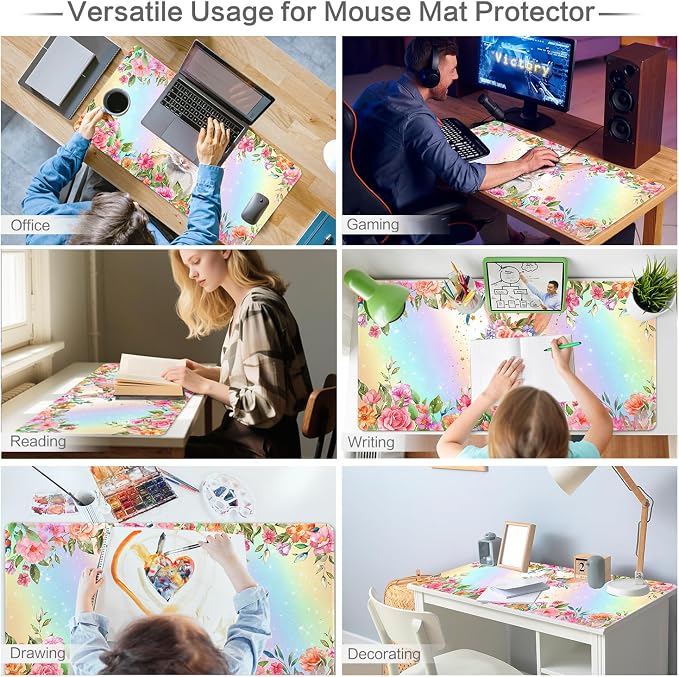 Lokigo Cute Rabbit Desk Pad, Gaming Mouse Pad 31.5"x15.7", Waterproof Big Mouse - Image 6