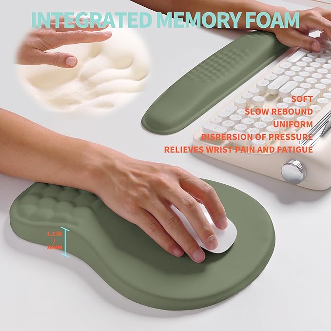 2-in-1 Ergonomic Set, Wave Rise Keyboard Wrist Rest and Massage Bulge Slope - Image 4
