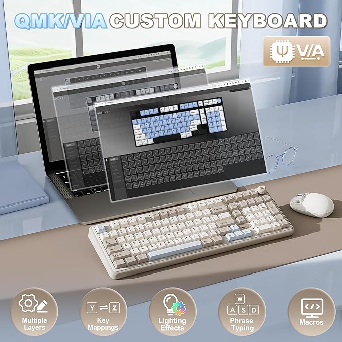 YUNZII B98 PRO QMK/VIA Wireless Mechanical Gaming Keyboard, 96% Layout - Image 4