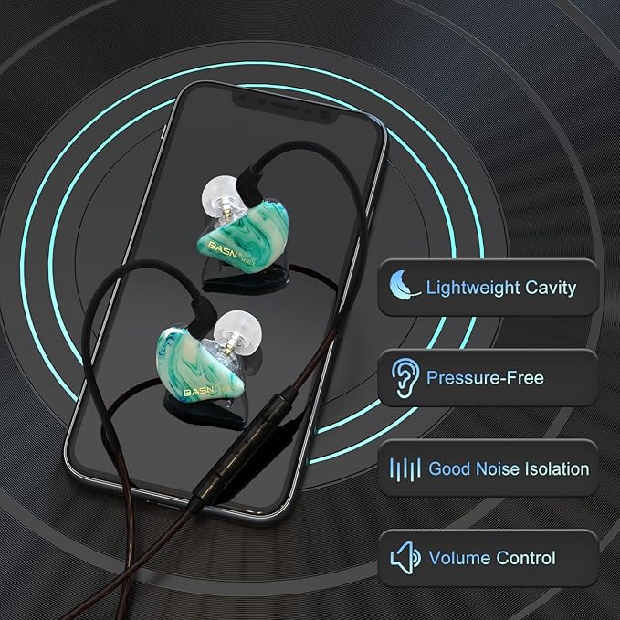 BASN MMCX in Ear Monitor Headphones, Triple Driver IEM in-Ear Earphone - Image 5