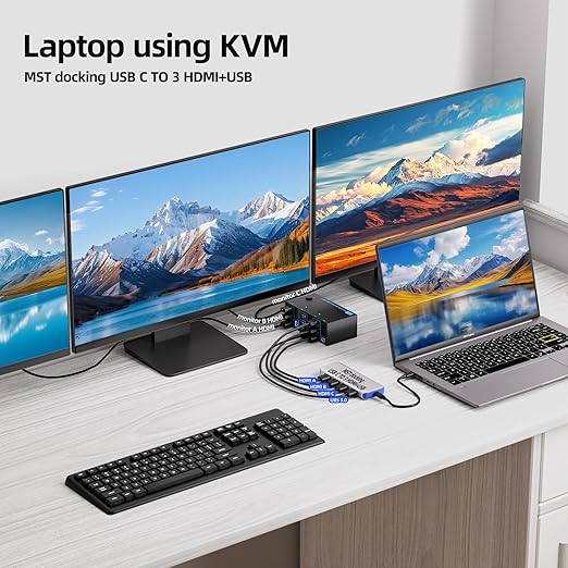 KVM Switch 3 Monitors 2 Computers 8K@60Hz/4K@120Hz, HDMI KVM Switches - Image 4