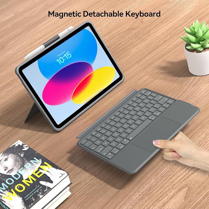 iPad 10th Generation Keyboard Case: Bluetooth Rechargeable Magic-Style Keyboard - Image 4