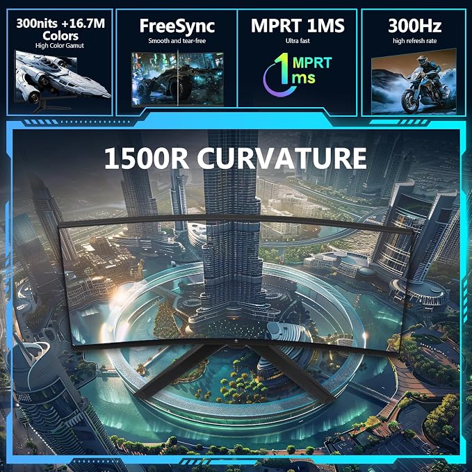 Z-Edge 27 inch Curved Gaming Monitor, FHD 1080P 300Hz 280Hz 240Hz Curved - Image 5