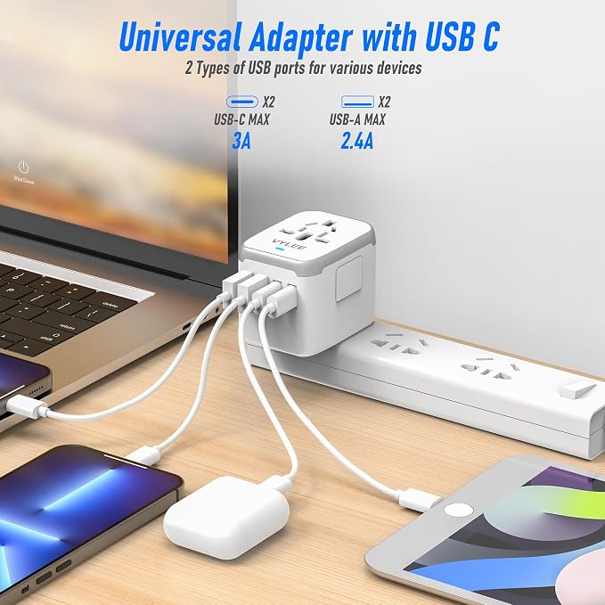 Universal International Power Travel Plug Adapter, 5 in 1 European Travel Plug - Image 2
