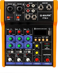 G-MARK Analog Mixer Audio 4 Channel DJ Audio Mixer Bluetooth Studio Karaoke by G-MARK