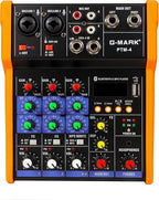 G-MARK Analog Mixer Audio 4 Channel DJ Audio Mixer Bluetooth Studio Karaoke by G-MARK