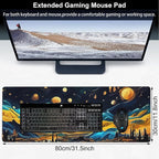 The Starry Night Desk Mat, Large Vincent Van Gogh Oil Painting Gaming Keyboard - Image 2
