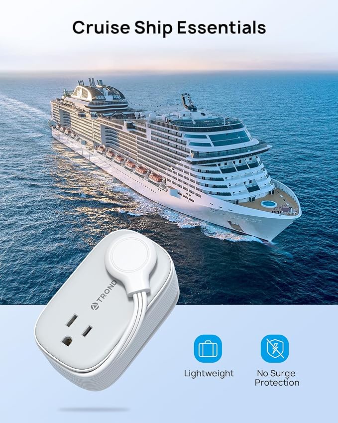 TROND Flat Plug Power Strip: 3.3ft Wrapped Short Extension Cord - Image 6