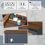 Large Record Player Stand with Charging Station & LED Lights, Vinyl Records - Image 9