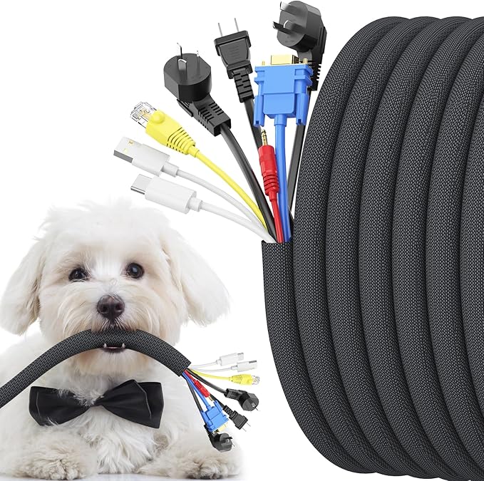 1 inch Cord Protectors from Pets No Chew, 10ft Wire Protector Cord Covers by Wengus