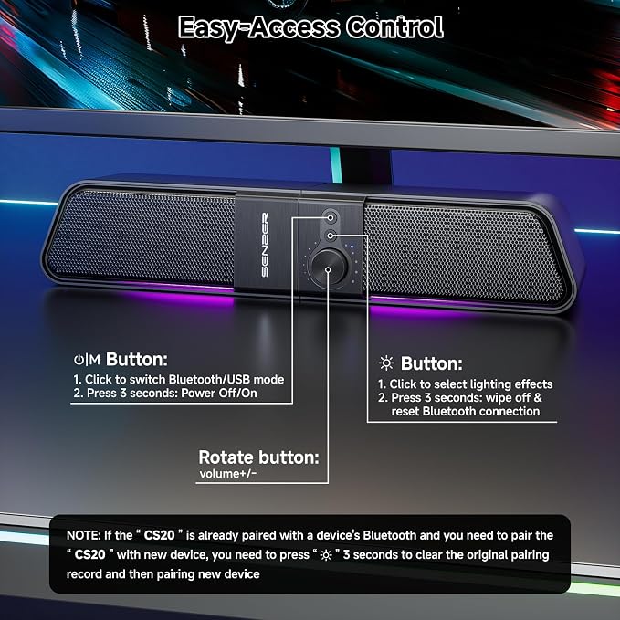 SENZER CS20 2 in 1 Bluetooth Computer Speakers - Image 7