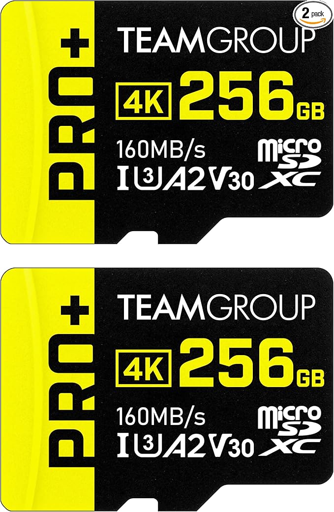 TEAMGROUP A2 Pro Plus Card 256GB x 2 Pack Micro SDXC UHS-I U3 A2 V30, R/W up to by TEAMGROUP