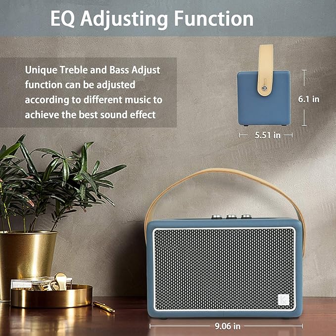 Vintage Bluetooth Speakers, KONEX 40W Leather Portable Wireless Speaker - Image 6