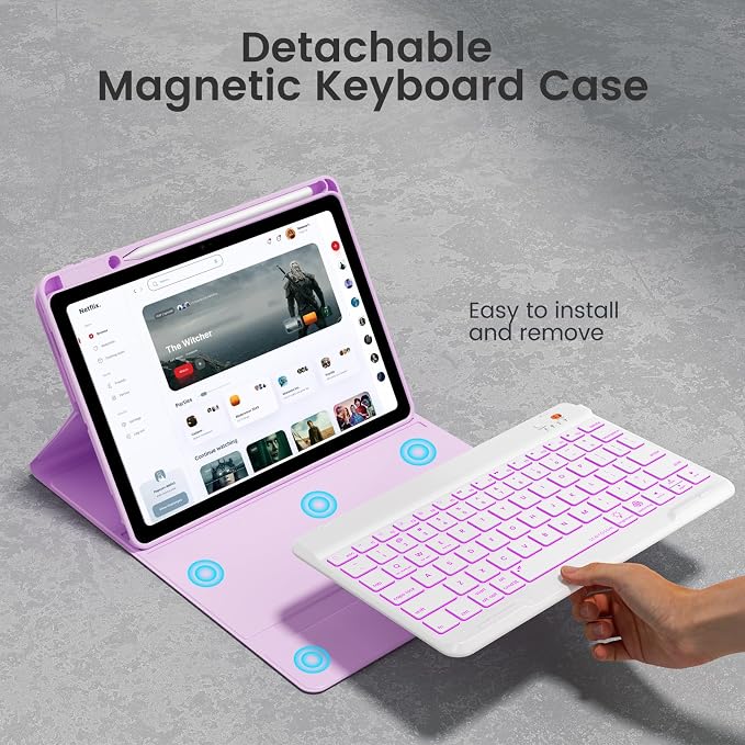 Keyboard Case for iPad Air 5th/4th Pro 11 inch, 7-Color Backlit Detachable - Image 4