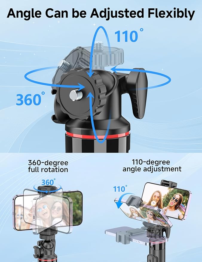Aluminum Selfie Stick Phone Tripod, 360° Ball Head Selfie Stick - Image 3