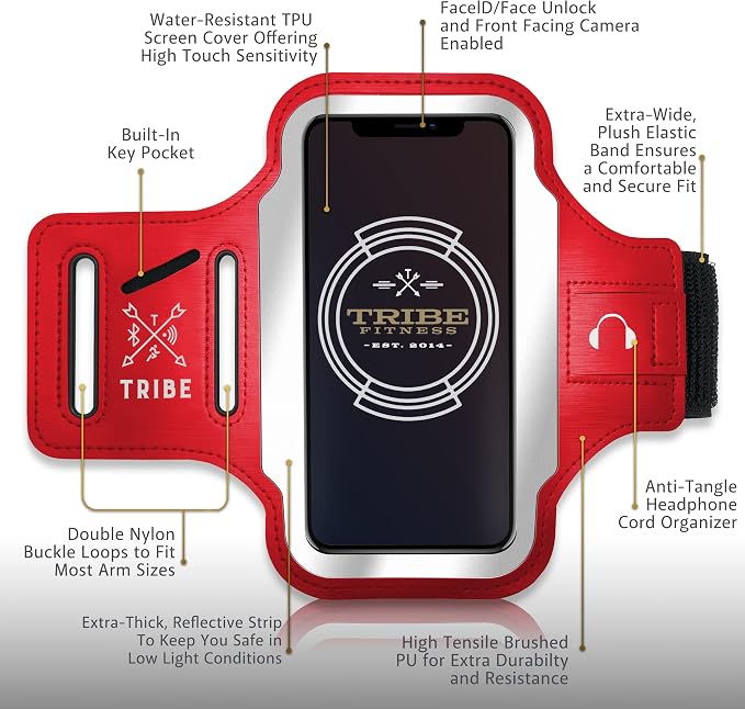 TRIBE Running Phone Holder Armband. iPhone & Galaxy Cell Phone Sports Arm Bands - Image 3