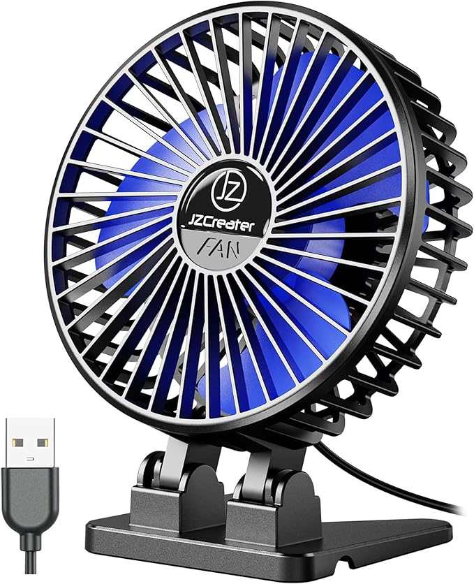 JZCreater USB Desk Fan, Mini Portable Fans, 3 Speeds Desktop Table Cooling Fan by JZCreater
