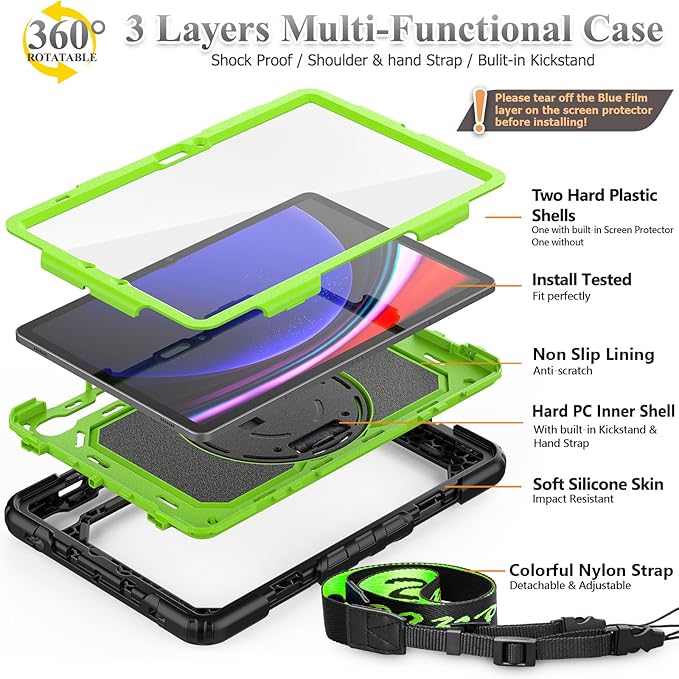 SEYMAC stock Case for Samsung Galaxy Tab S10 FE / S9 / S9 FE 5G Tablet Case - Image 7