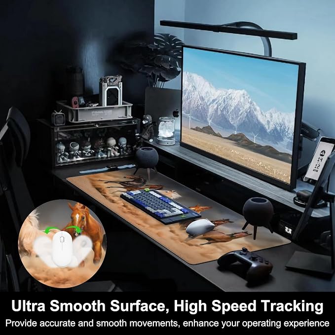 Mouse Pad, Large Running Horse Herd Desk Mat, Extended Non-Slip Gaming Keyboard - Image 5