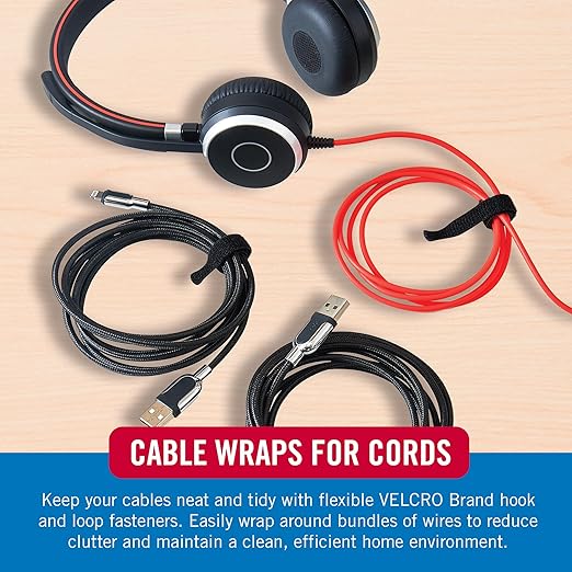 VELCRO Brand Reusable Cable Ties, 100 Pack 6 Inch Cable Management Ties - Image 6