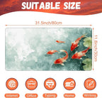 Desk Pad, Watercolor Koi Fish Desk Mat, Koi Fish in Pond Large Gaming Mouse Pad - Image 2