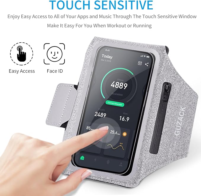 GUZACK Running Armband Case for iPhone 16/15/14/13/12/11 Pro Max, Galaxy - Image 4