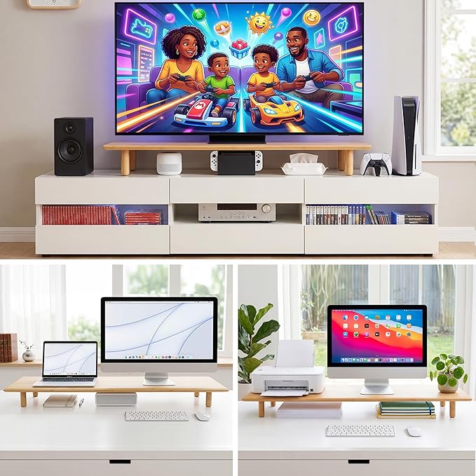 Bamboo Dual Monitor Stand Riser - Image 7