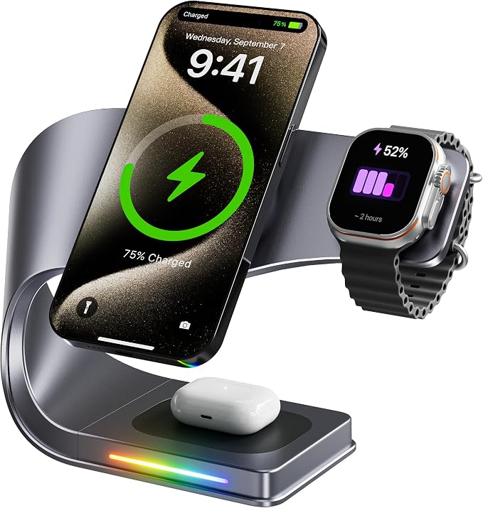 Wireless Charger, 3 in 1 Fast Charging Station by Unknown
