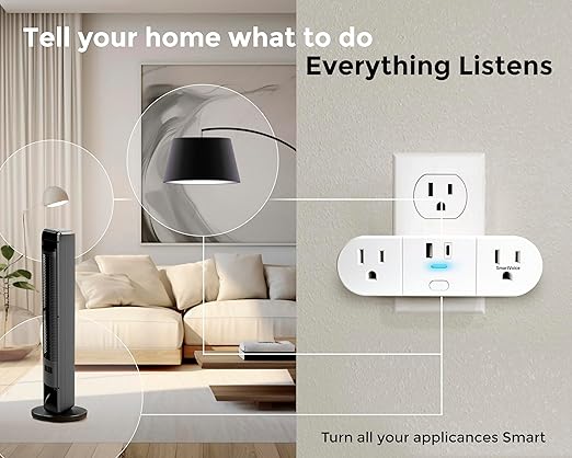 Emerson SmartVoice 4-in-1 Wall Plug, Voice Control Smart Outlet w/ 2 AC - Image 6