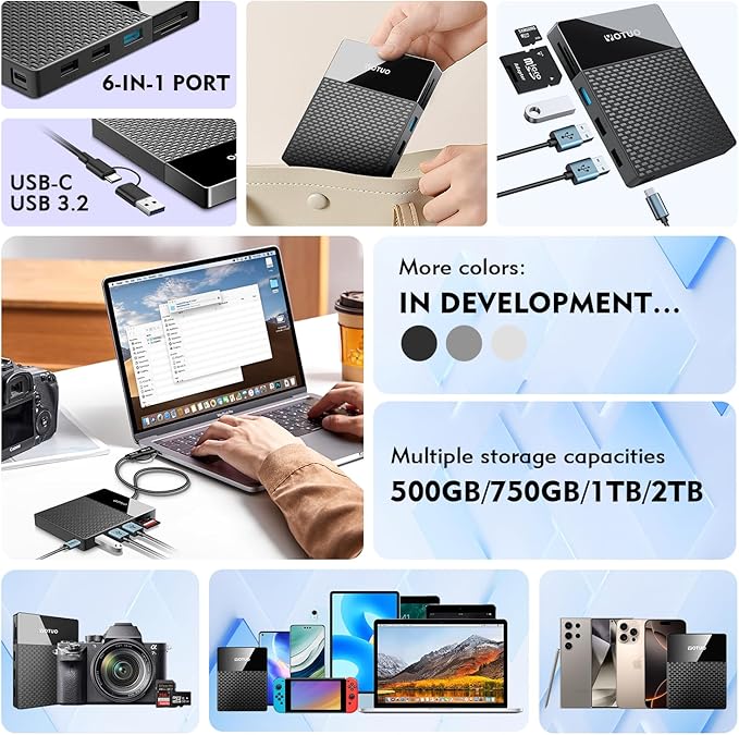 YOTUO Portable 750GB Docking Station External Hard Drive, USB C Multiport Hub - Image 4