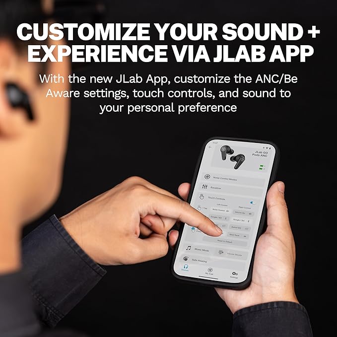 JLab Go Pods ANC True Wireless Bluetooth Earbuds & Charging Case, Hybrid Active - Image 4