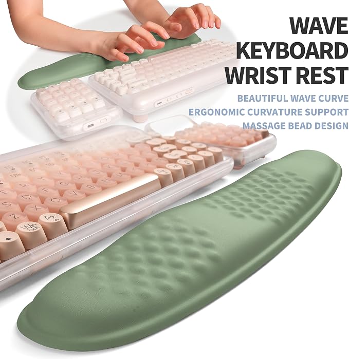 2-in-1 Ergonomic Set, Wave Keyboard Wrist Rest and Massage Slope Mouse Pad - Image 2
