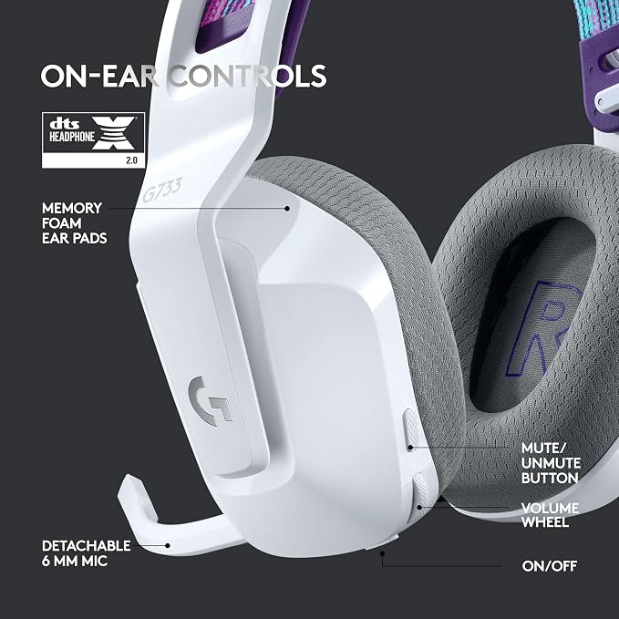 Logitech G733 Lightspeed Wireless Gaming Headset + Litra Beam LX Premium - Image 2