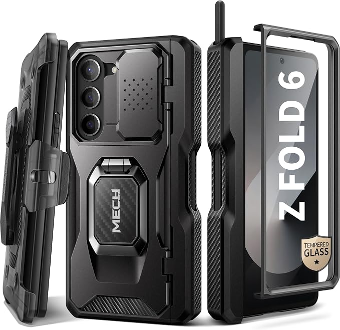 Tongate for Z Fold 6 Case with Ring Stand, Built-in S Pen Holder & HD Glass by TONGATE