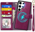 TUCCH Case Wallet for Galaxy S25 Ultra, 2 in 1 Magnetic PU Leather Wrist Strap by TUCCH