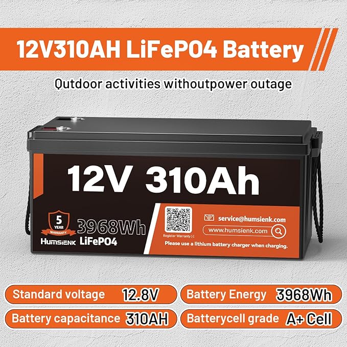 12V 310Ah LiFePO4 Lithium Battery – Max. 3968Wh, 15000+ Deep Cycle Battery - Image 8
