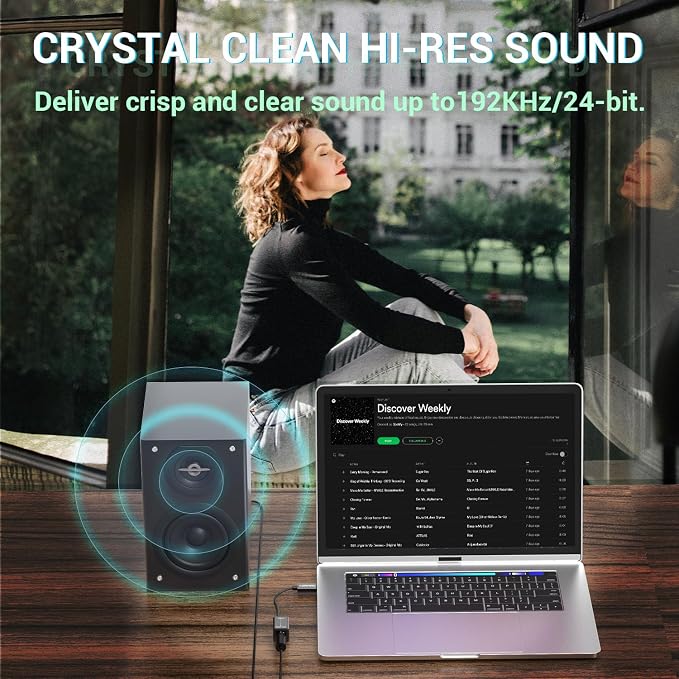 Cubilux USB C to SPDIF Transmitter, Unidirectional Type C to Optical Audio - Image 4
