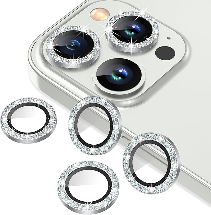 AGVEE 3+3 6 Pack for iPhone 13 Pro/Pro Max, Bling Diamond & Glitter Metal Ring by AGVEE