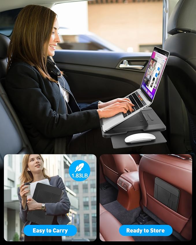 AboveTEK Adjustable Laptop Lap Desk, 3 Ergonomic Angles, PU Leather Non-Slip - Image 6