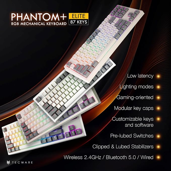 TECWARE Phantom+ Elite 87 Key RGB Mechanical Gaming Keyboard, LED Backlit - Image 2