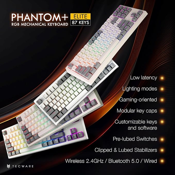 TECWARE Phantom+ Elite 87 Key RGB Mechanical Gaming Keyboard, LED Backlit - Image 2