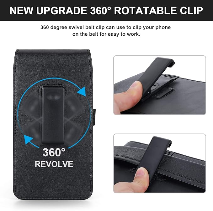 BECPLT Phone Holster for Apple iPhone 17 Pro 16/15/14/13/12/11 Pro Leather Belt - Image 2