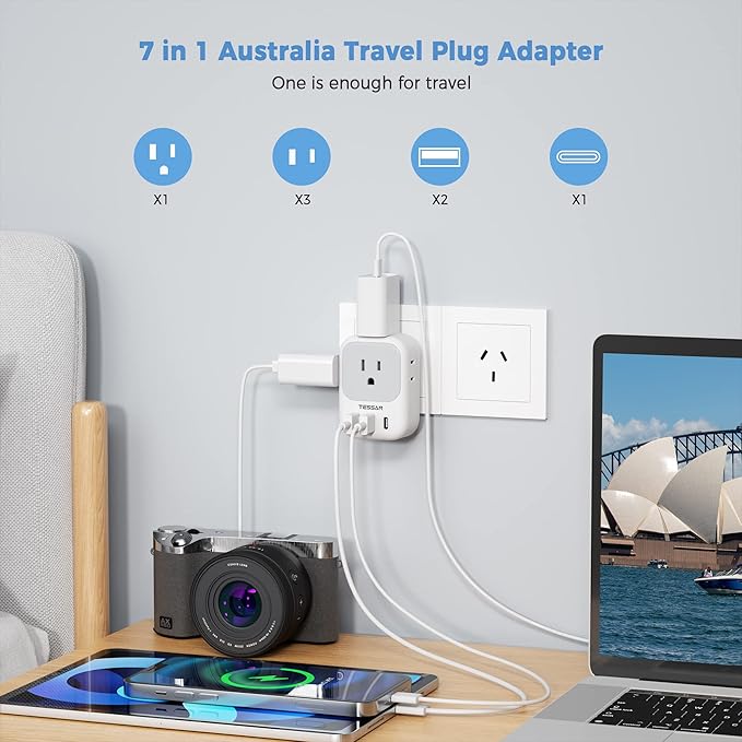 Australia Plug Adapter, TESSAN New Zealand Power Adapter - Image 3